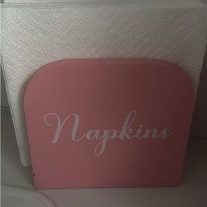 Pink Napkin Holder - 'Napkins' Script